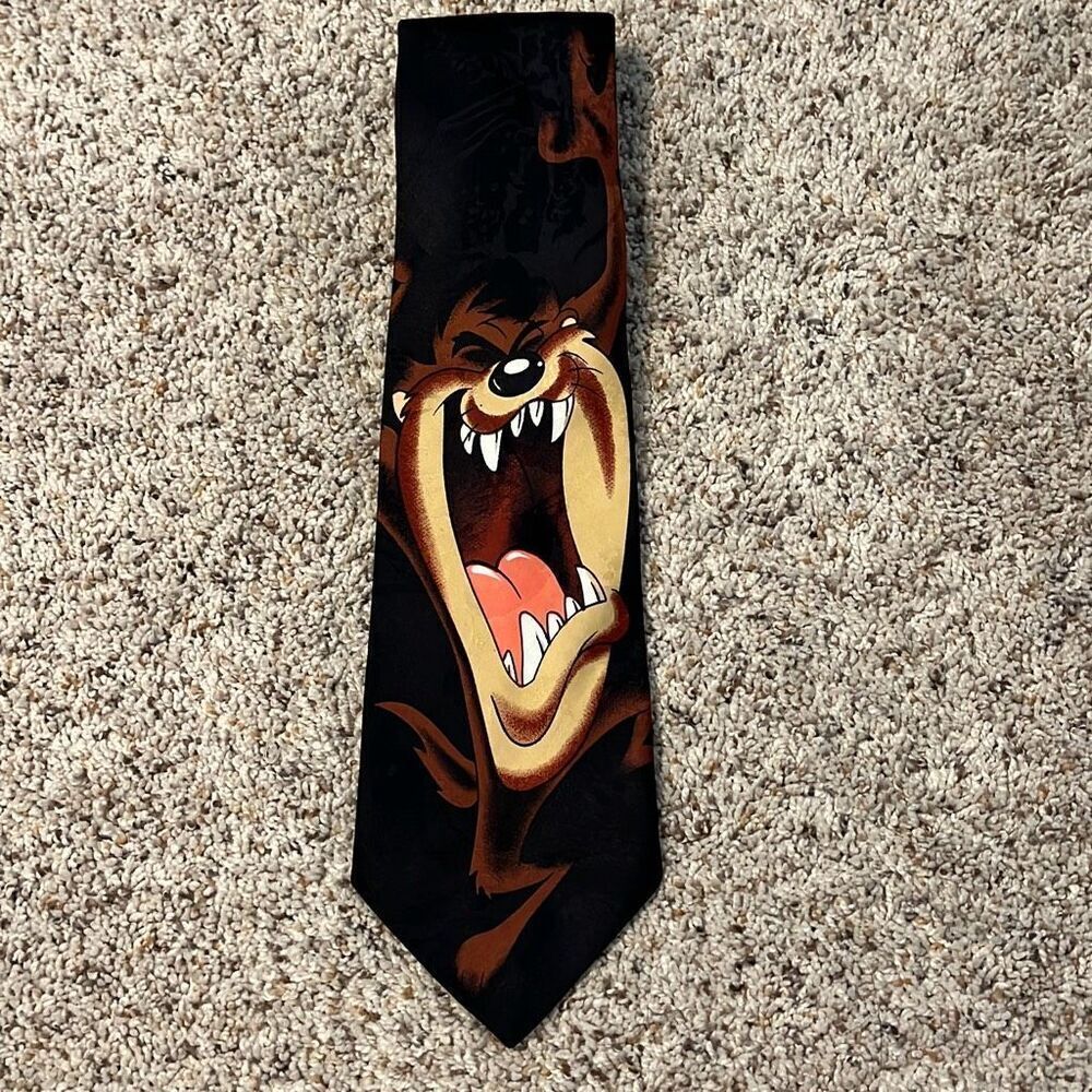 Vintage  Looney Tunes Mania Screaming‎ Taz Tasmanian Devil Neck Tie